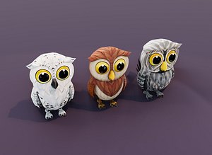 3D Cartoon Owl Animated 3D Models model