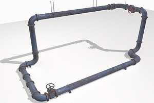 3D pack industrial rusted pipes