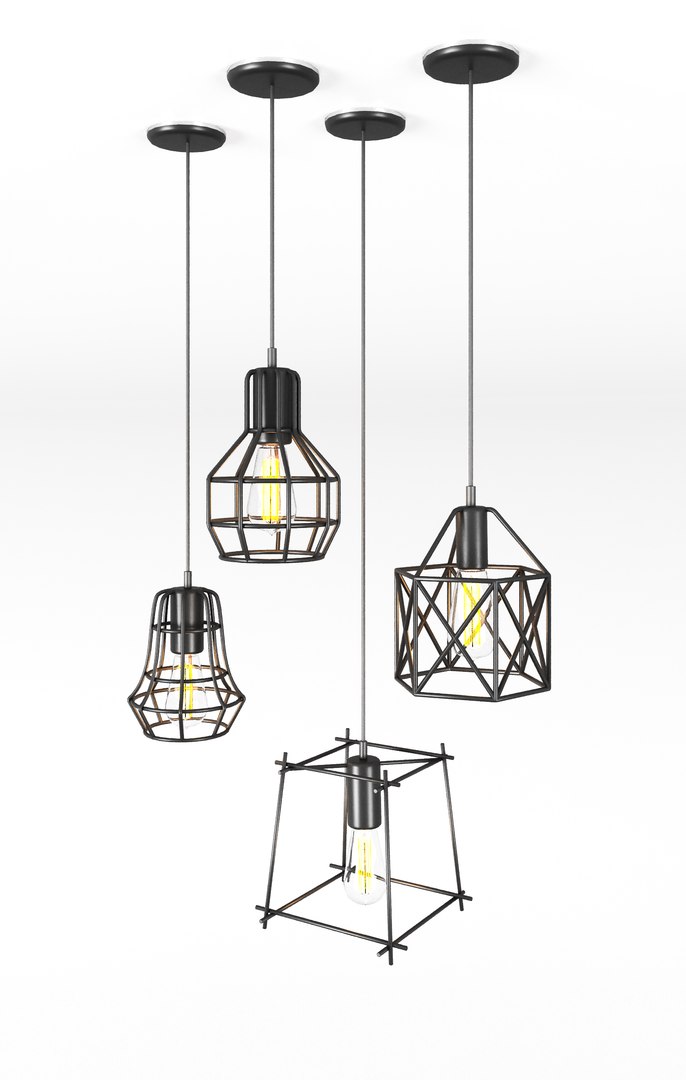 3D Cage Pendant Lights 1 TurboSquid 2071213