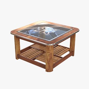 Wooden Glass Table 3D model