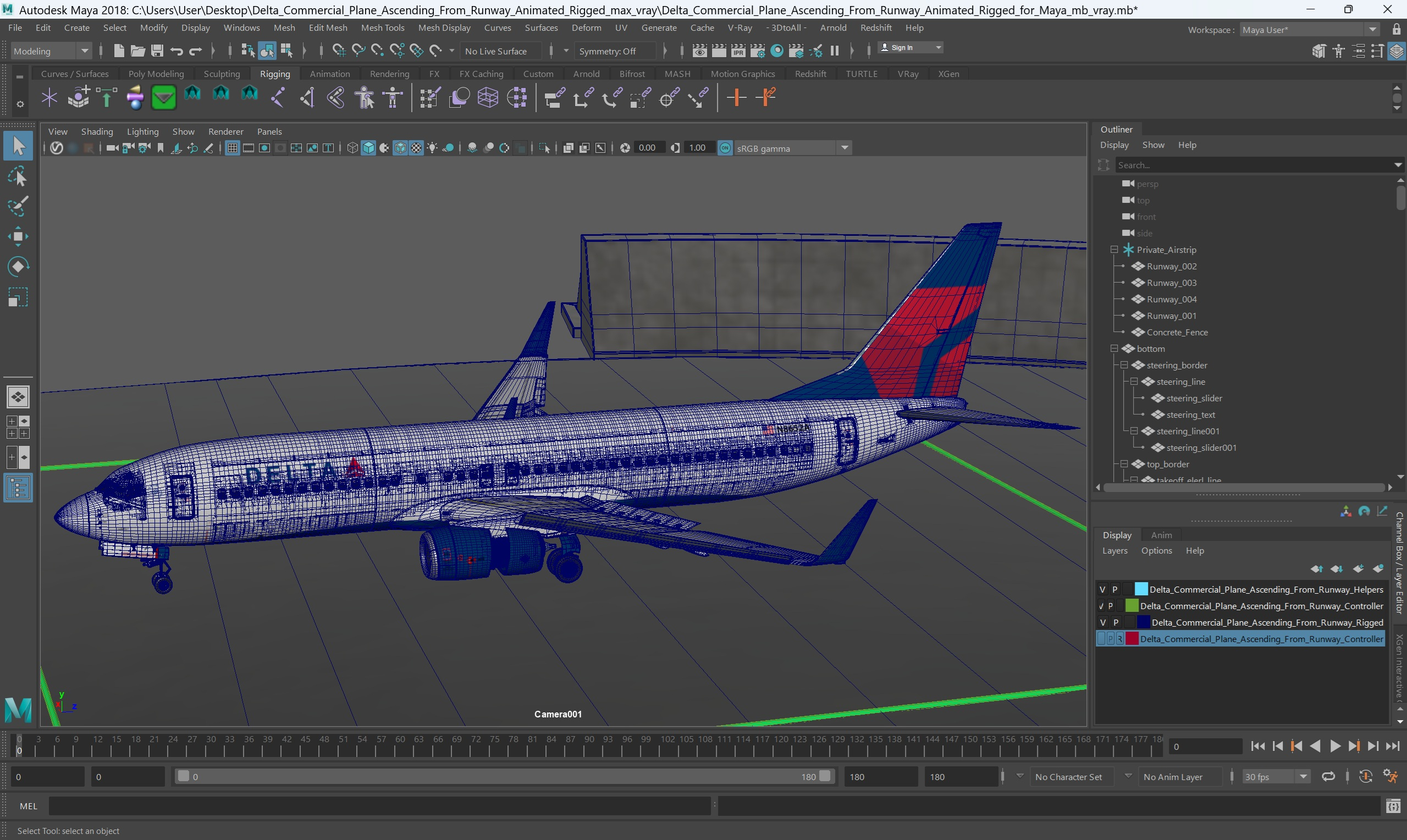 modèle 3D de Avion commercial Delta décollant de la piste : animation ...