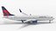 Delta Commercial Plane Ascending From Runway Animated Rigged for Maya