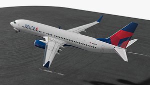 Delta Commercial Plane Ascending From Runway Animated Rigged for Maya