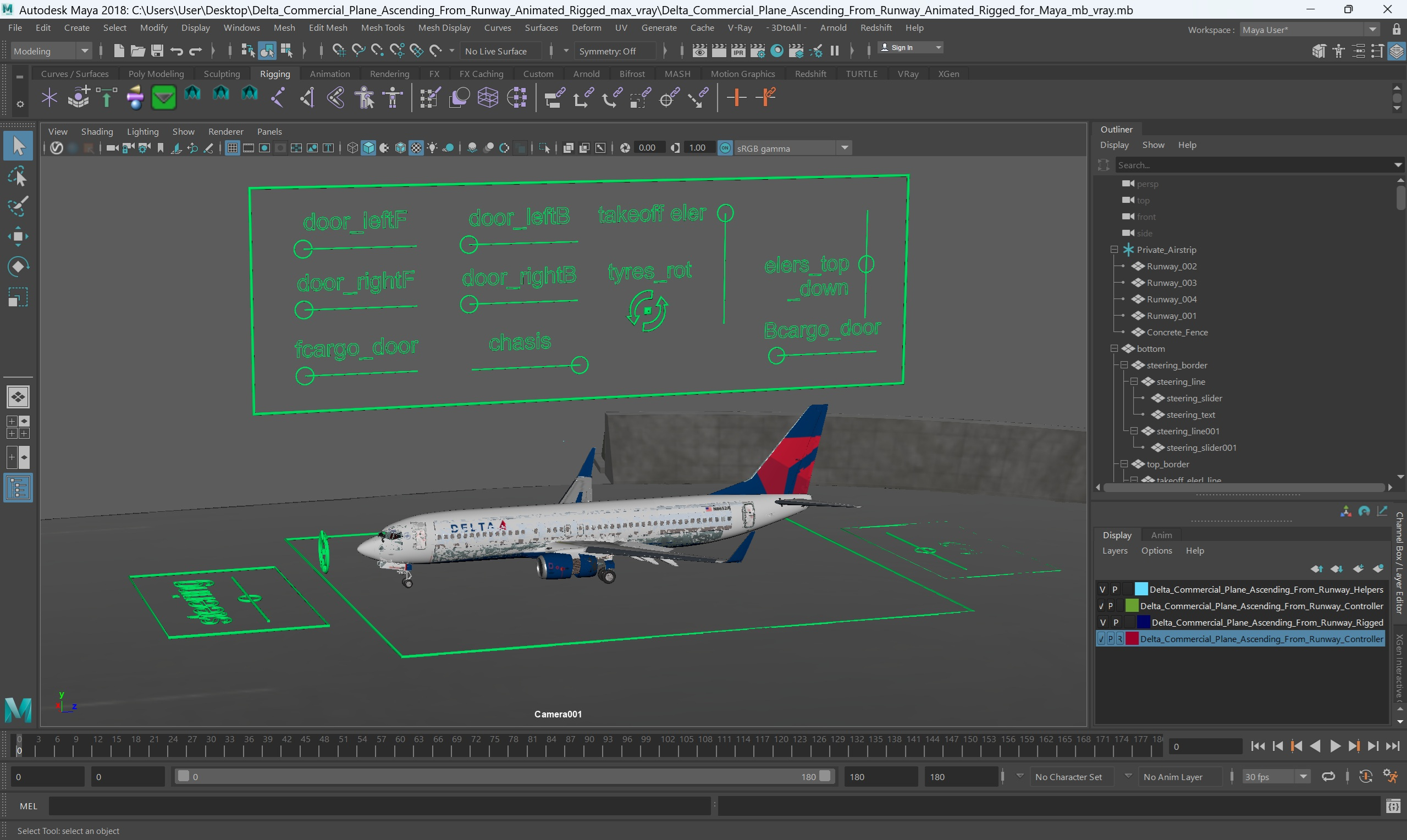 modèle 3D de Avion commercial Delta décollant de la piste : animation ...