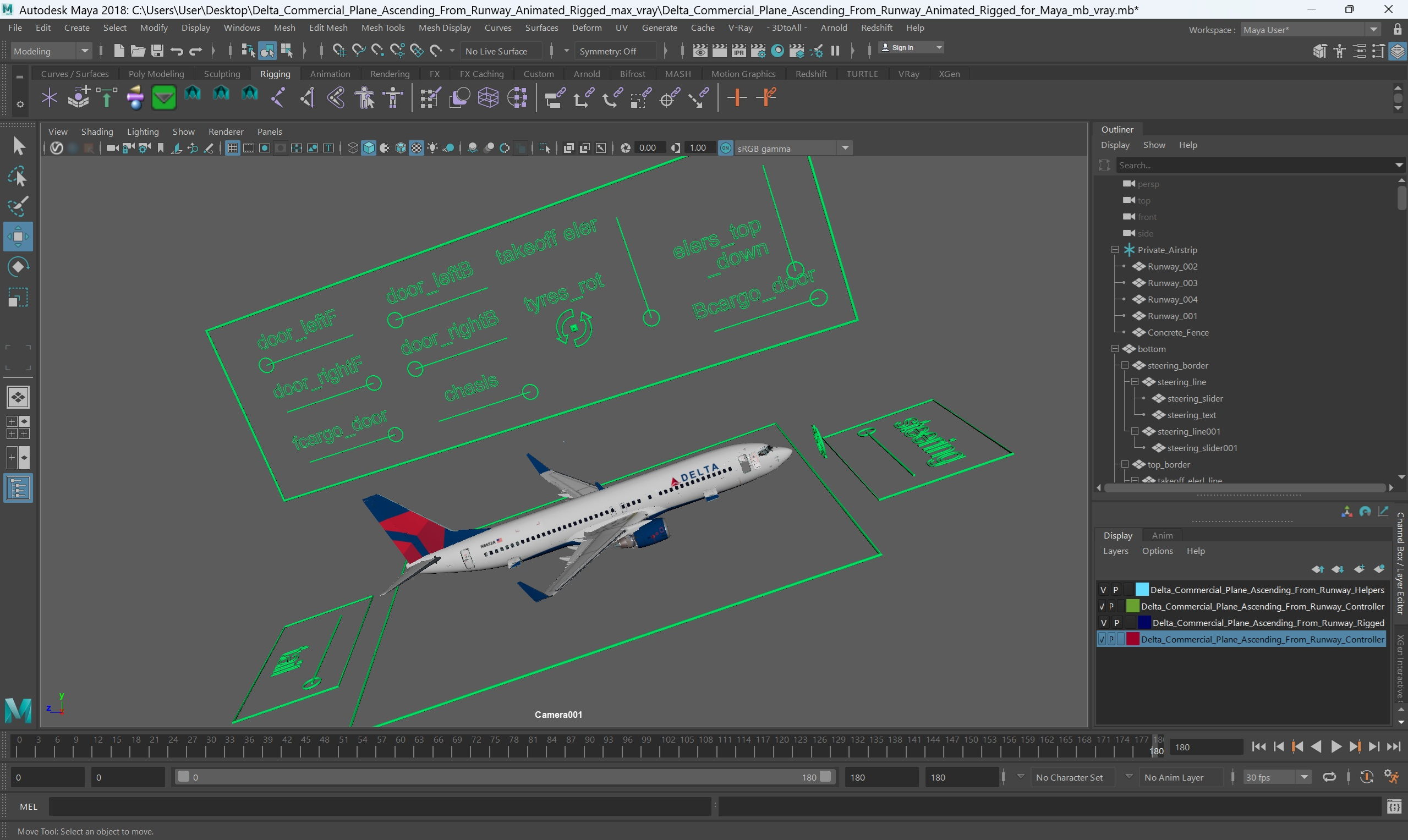 modèle 3D de Avion commercial Delta décollant de la piste : animation ...