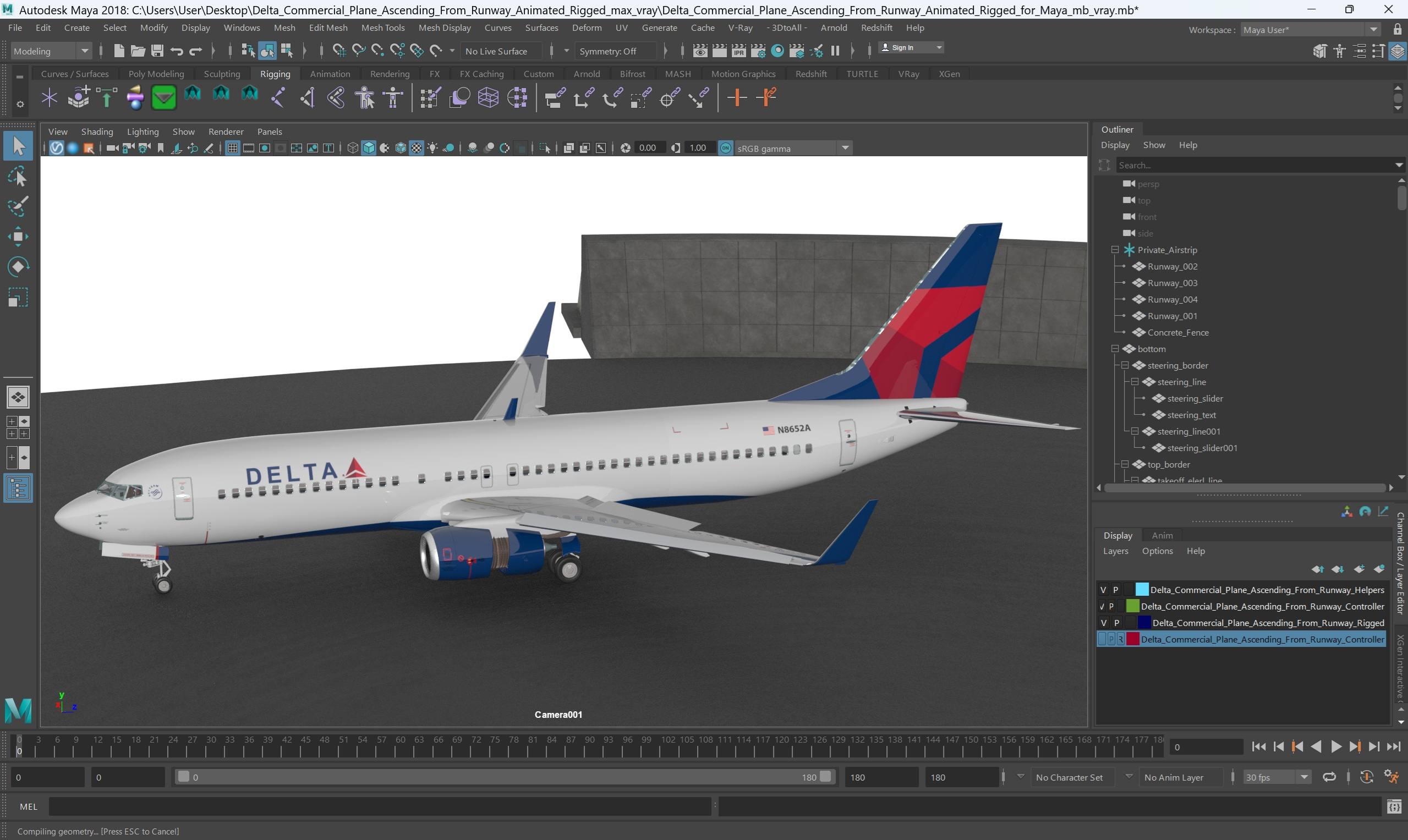 modèle 3D de Avion commercial Delta décollant de la piste : animation ...