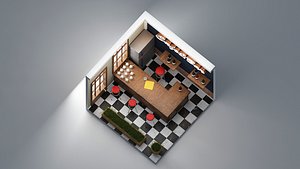 Isometric Cafe Bar 3D