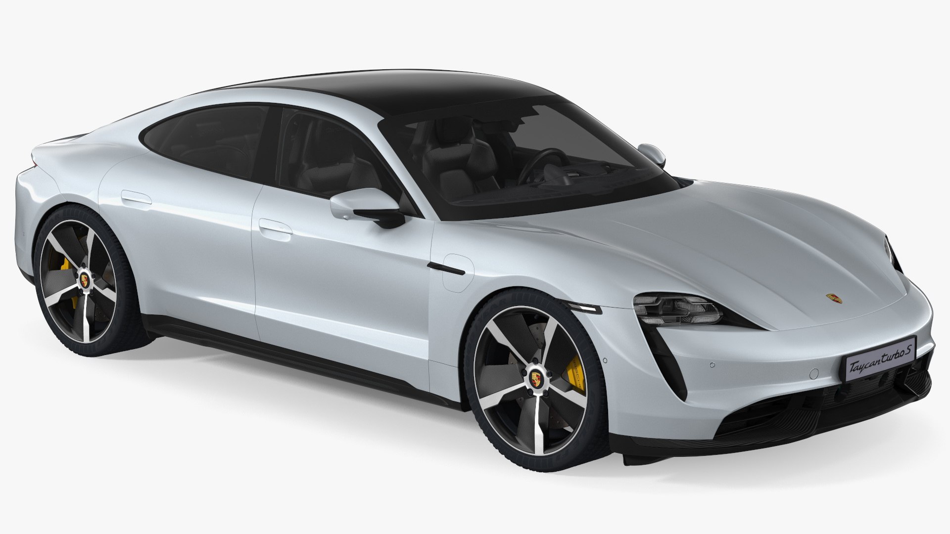 Porsche Taycan Turbo S 2020 Silver Simple Interior 3D model preview