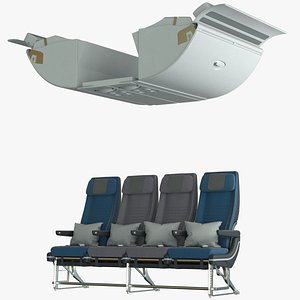 economy middle airplane seat 3D model
