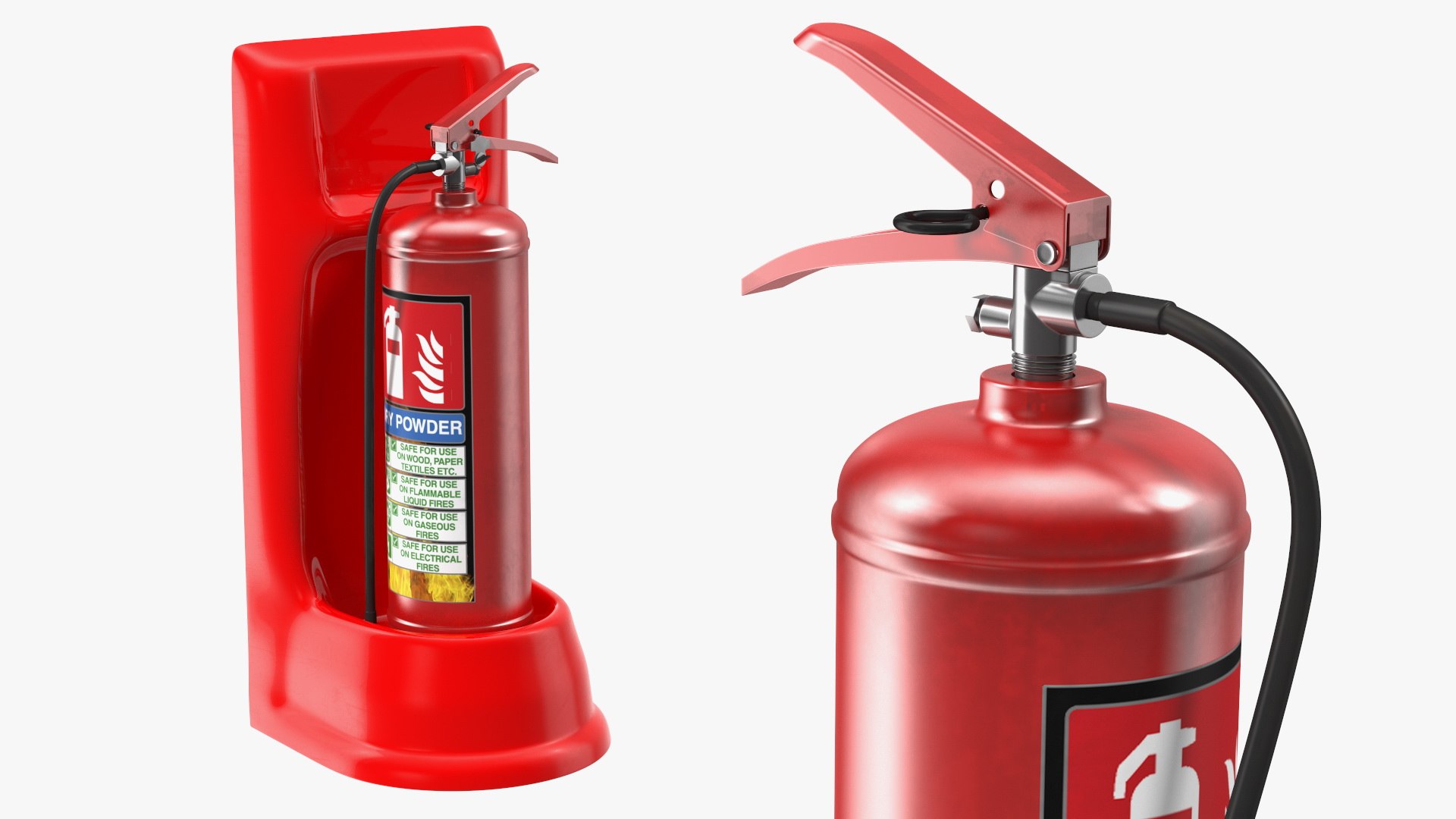 Single Fire Extinguisher Fiberglass Stand Set 3D model preview