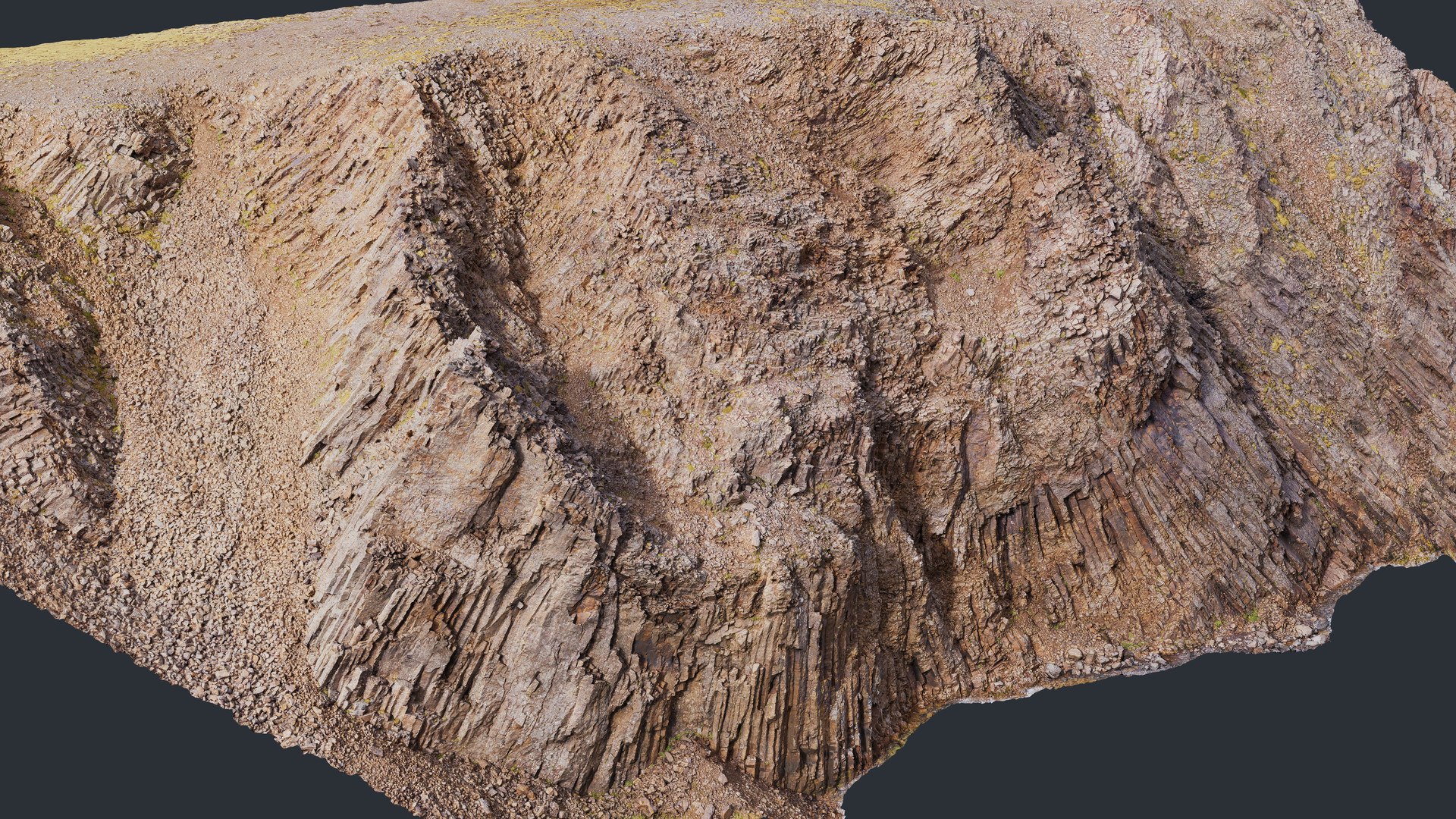 Basalt Mountain Slope -  3D PBR Model 3D model https://p.turbosquid.com/ts-thumb/v8/ElcKhf/Br/2/jpg/1774955962/1920x1080/fit_q87/aae35f8c3d01c50218ffc579b650373a7784f496/2.jpg