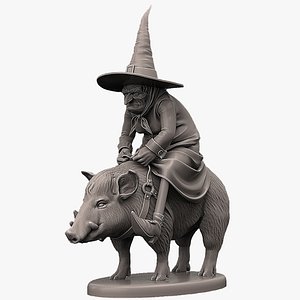 witch ride in on a pig print