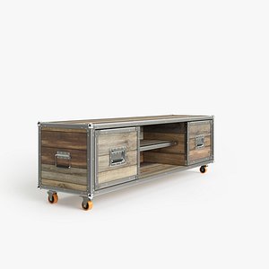 Vintage style TV Shelf 1700 with old wood material in Roadie collection by Karpenter