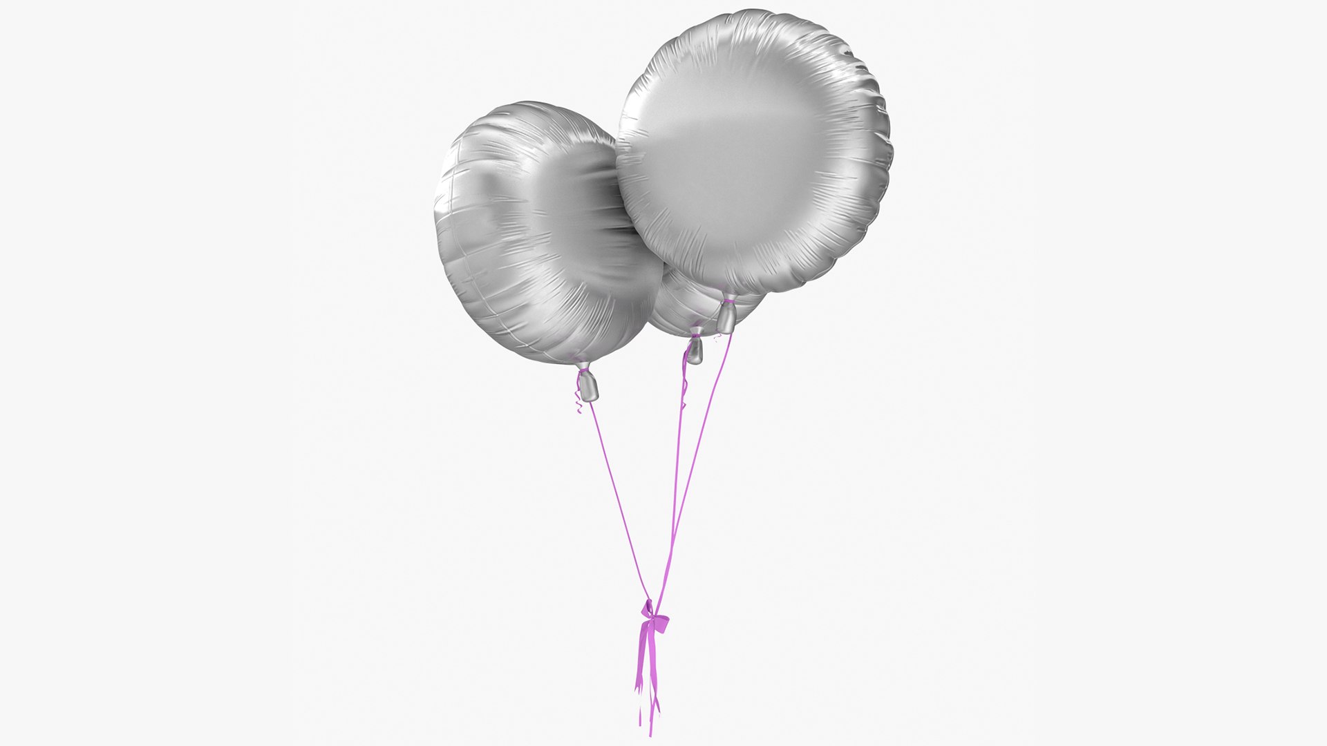 Party Helium Balloons Chrome 3D model preview
