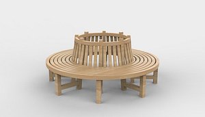 Circular wooden bench 3D model