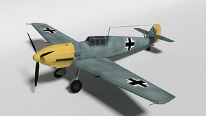Low Poly Cartoon Messerschmitt Bf 109E3 Emil WW2
