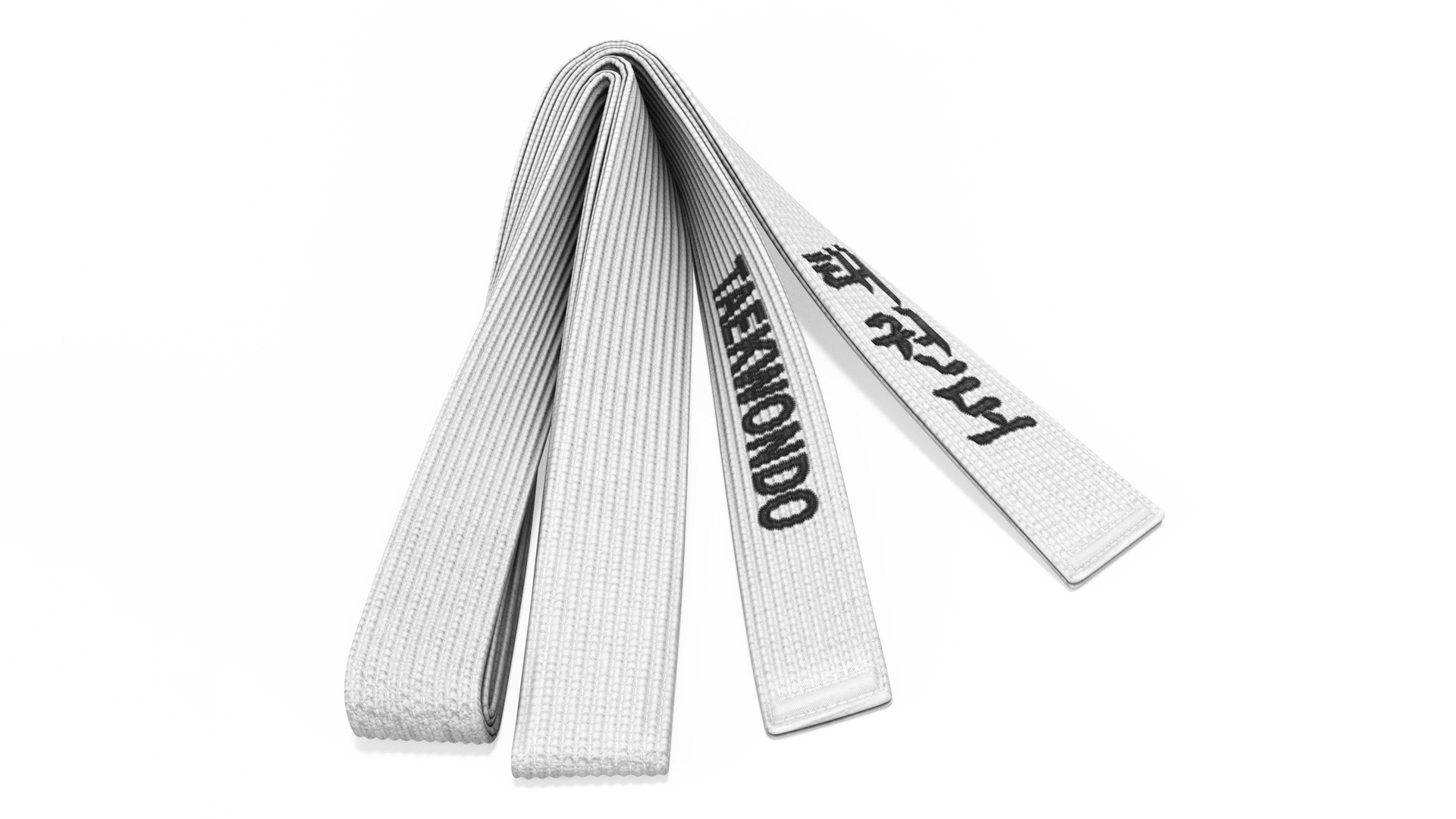 White Taekwondo Belt Obi 3D model preview