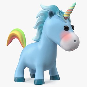 Blue Cartoon Unicorn Rigged for Modo 3D model