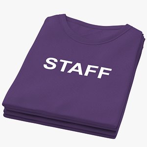 Female Crew Neck Folded Stacked Purple Staff 02 3D model