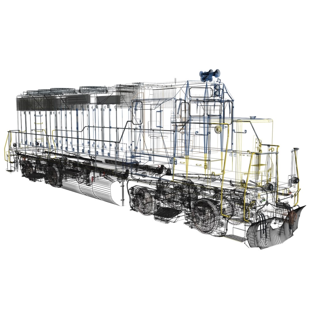 3d Emd Gp40-2 Railroad Engines Model