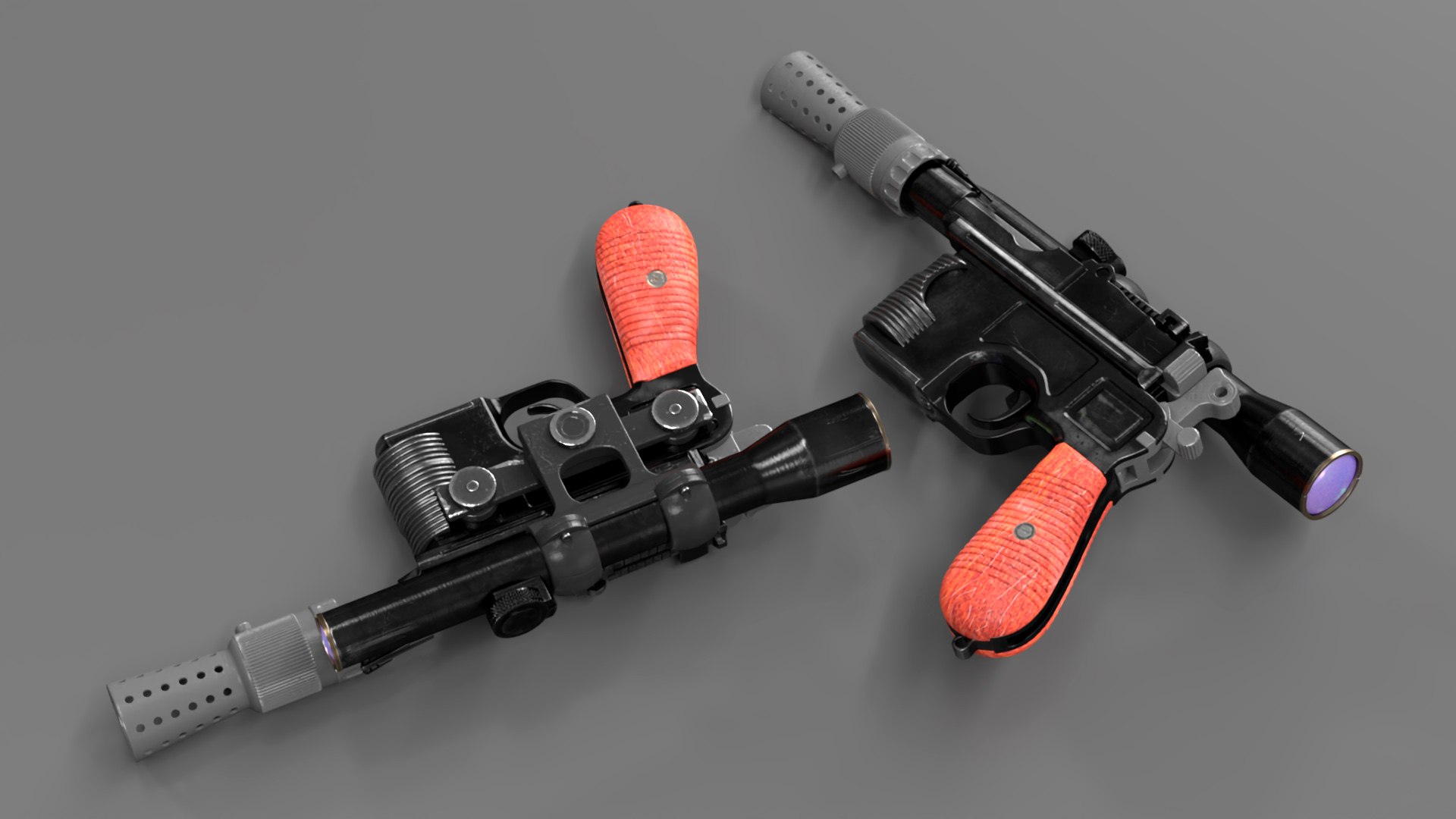 Han Solo Blaster 3D model https://p.turbosquid.com/ts-thumb/v8/rRshKk/Ui/hansoloblaster3dmodel008/jpg/1722287091/1920x1080/fit_q87/e3ce7d95f023fc2de818d36dde5bdea9bd38a438/hansoloblaster3dmodel008.jpg