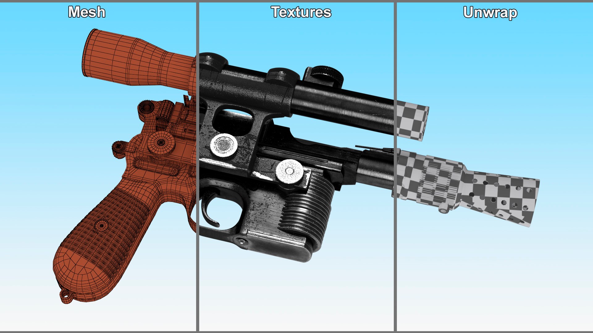 Han Solo Blaster 3D model https://p.turbosquid.com/ts-thumb/v8/rRshKk/kX/hansoloblaster3dmodel016/jpg/1722287144/1920x1080/fit_q87/4bc8a1428a881ab4c03db46f565c5e427e0a0903/hansoloblaster3dmodel016.jpg