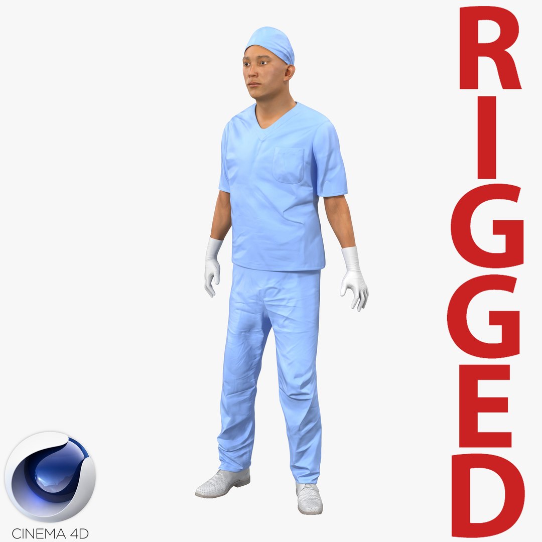 Male Surgeon Asian Rigged 2 for Cinema 4D 3D Model 3D model preview