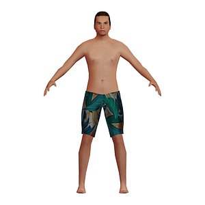 Low-Poly White Man Swimmer