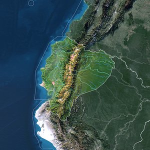 Ecuador Map - 17K Realistic Satellite Terrain - Elevation