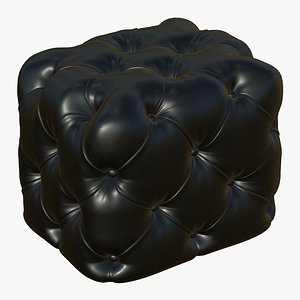 3D model Pouf Chesterfield Leather Sofa
