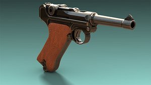 low-poly luger p08 pistol 3D model