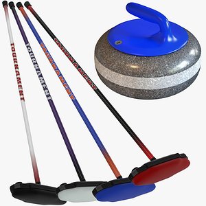 Curling Stone and Brooms