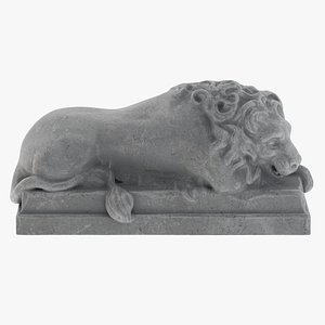 3D Lion stone statue 01