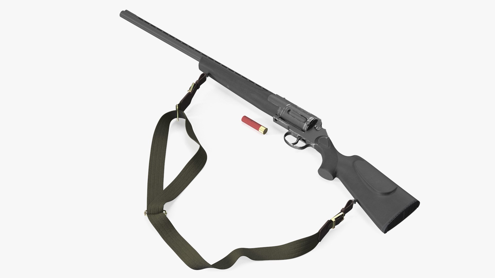 MTs255 Revolver Styled Shotgun Polymer Worn 3D model preview