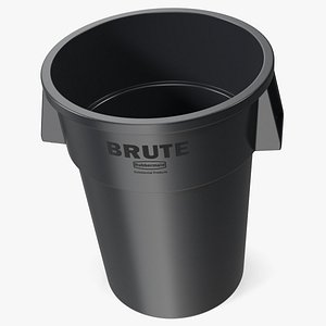 3D Rubbermaid Brute Commercial Trash Can Black