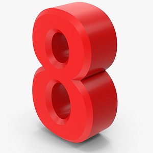 Red Number 8 3D