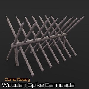 3d model ready wooden spike barricade