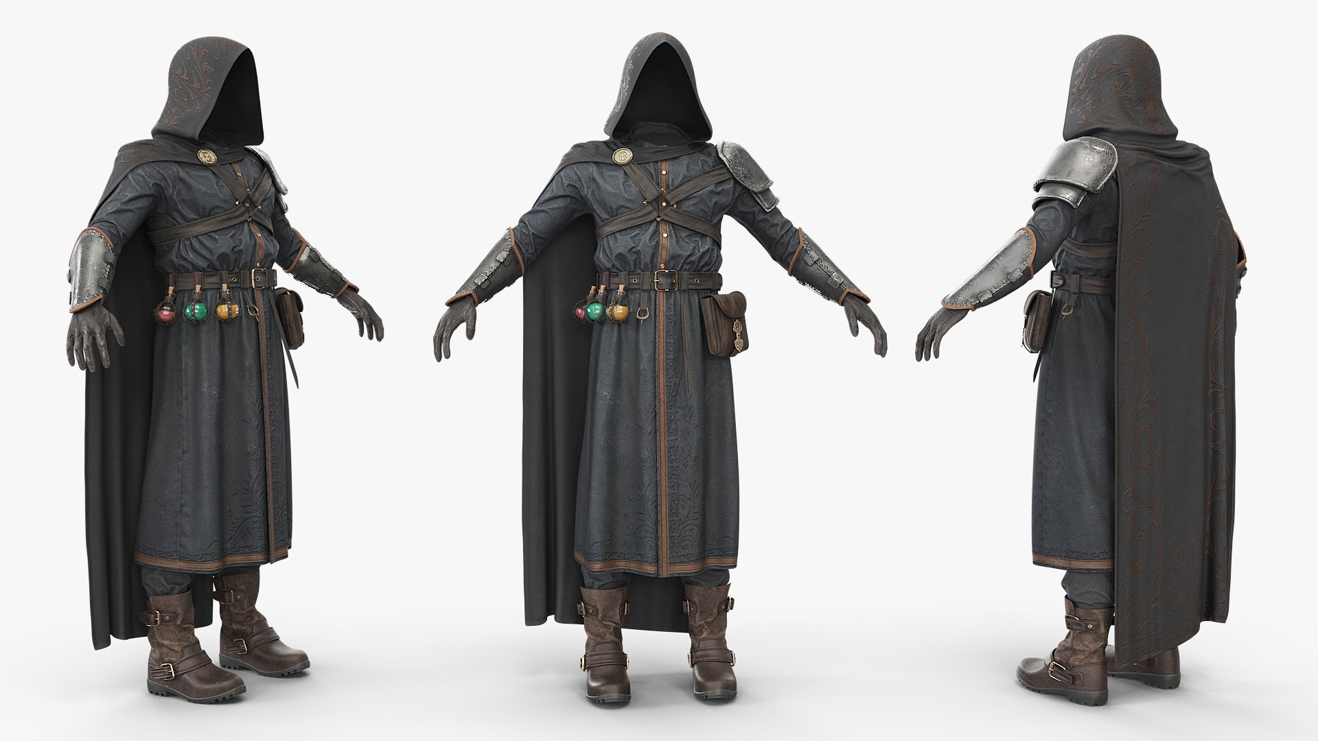 Fantasy Assassin Mage Outfit Full Body 3D model preview