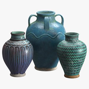 GLAZED POTTERY VASES 3D model