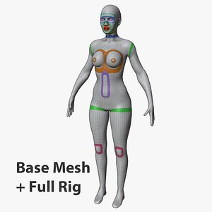 Female Base Mesh - Full Rig - Woman Girl Character Low-poly