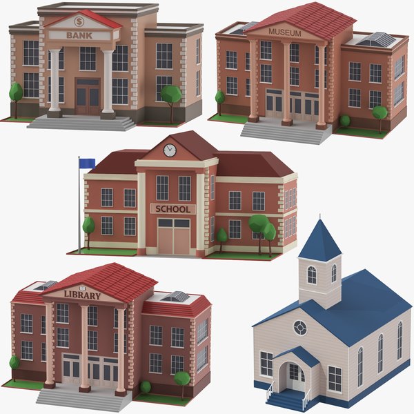 Low Poly Buildings Collection 6 3D