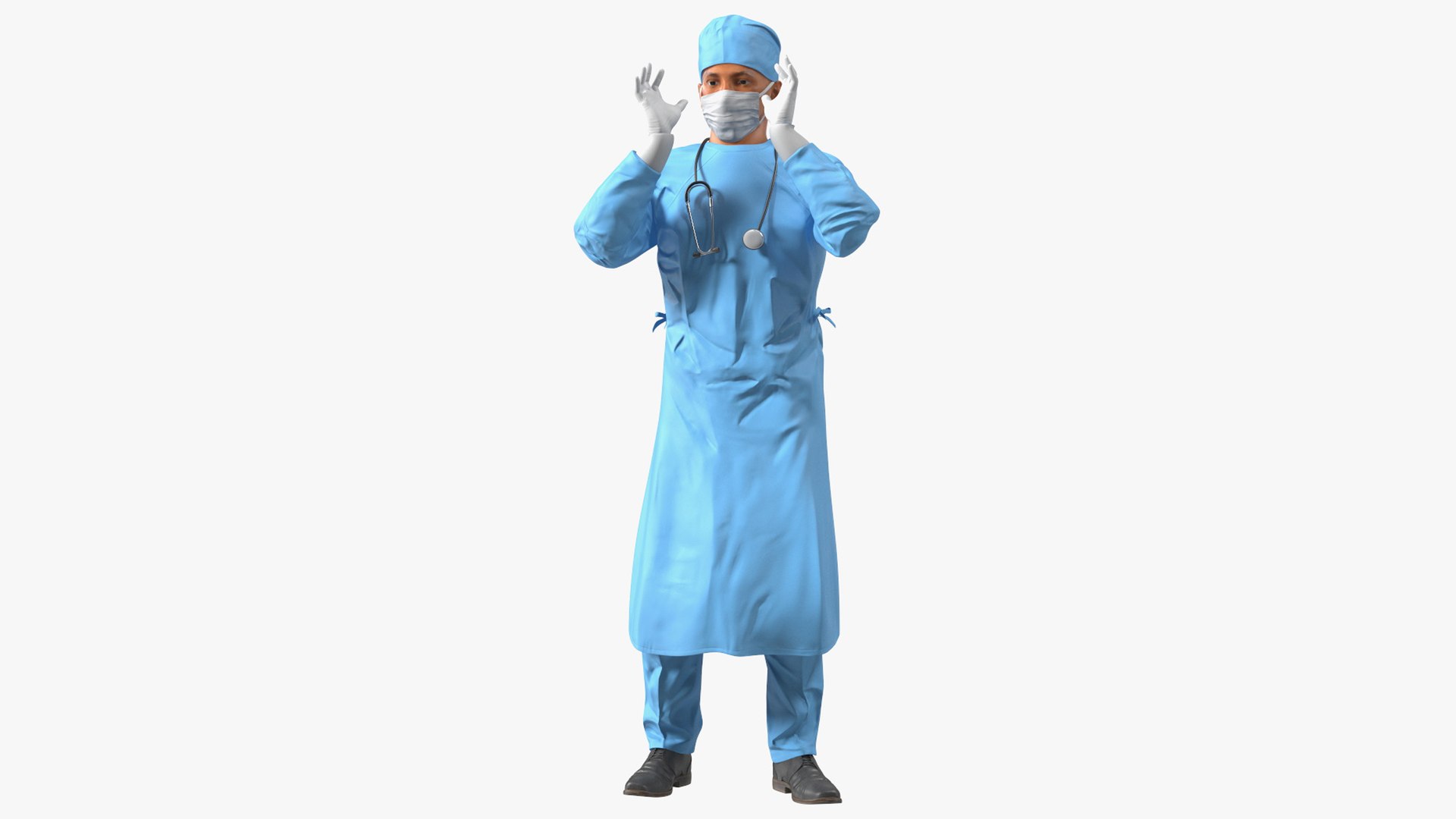 Surgeon Doctor in Mask Rigged for Cinema 4D 3D model preview