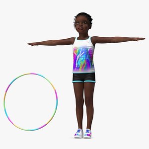 Black Child Girl With Hoop Rigged 3D model