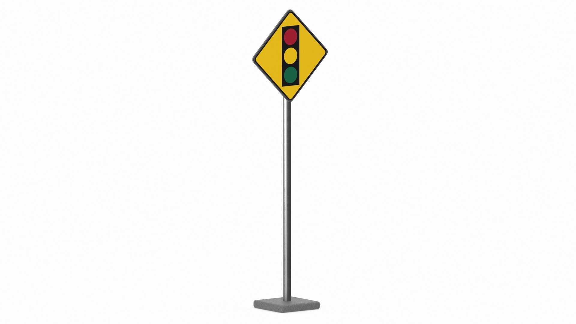 Warning Sign Traffic Light Ahead 3D model preview