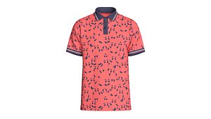 3D model Men Panda Printed Polo Shirt