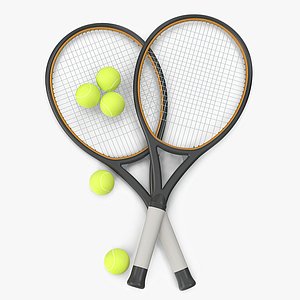 Tennis Rackets And Balls 3D model