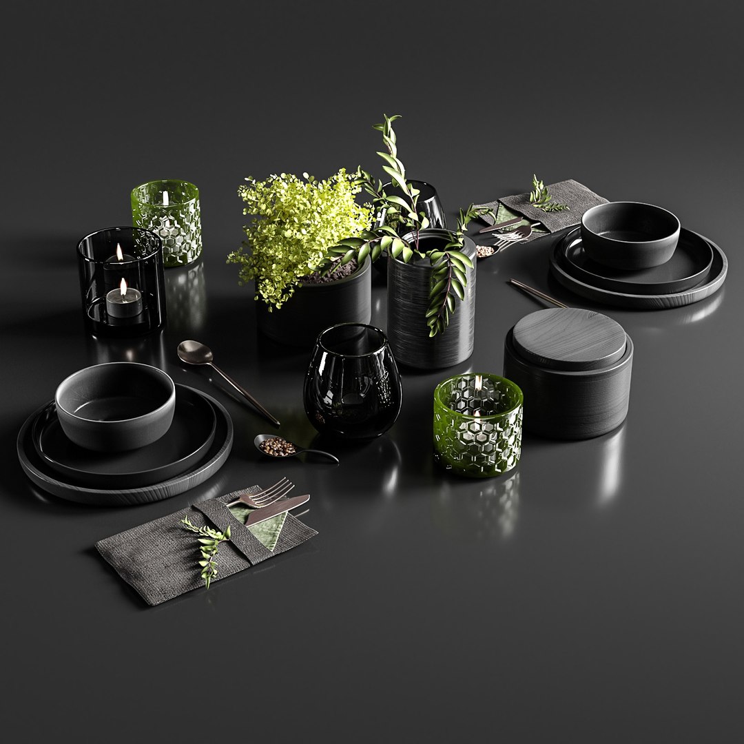 Table Setting Black Colors Model - TurboSquid 1508286