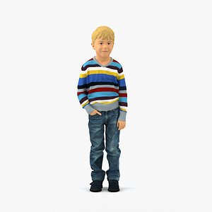 Kid in colored striped sweater handpocket 0809