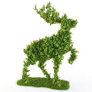 3d bush - wood deer model