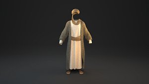 Old arabian man clothes A-Pose 3D